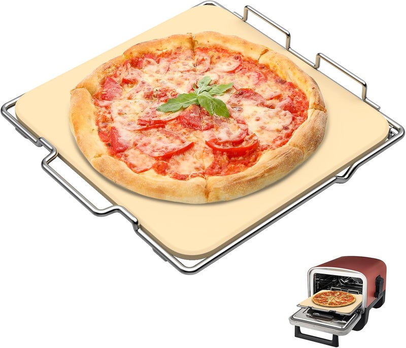 Outspark Pizza Stone with Rack for Ninja Woodfire OO101 8 in 1 Outdoor Pizza Oven, Baking Stone Set for Oven and Grill Cooking, Pizza Oven Accessories for Ninja OO100 Series - Image 1
